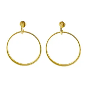 Drop Hoop Earrings in Gold