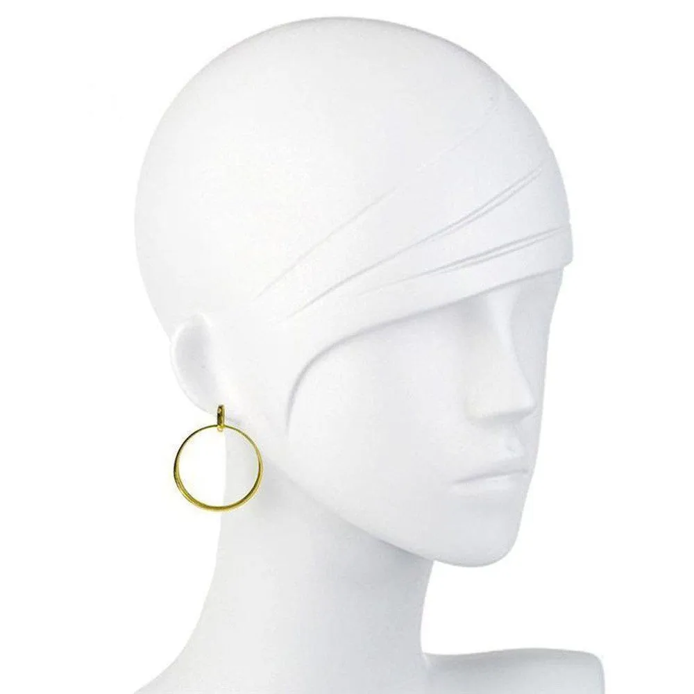 Drop Hoop Earrings in Gold