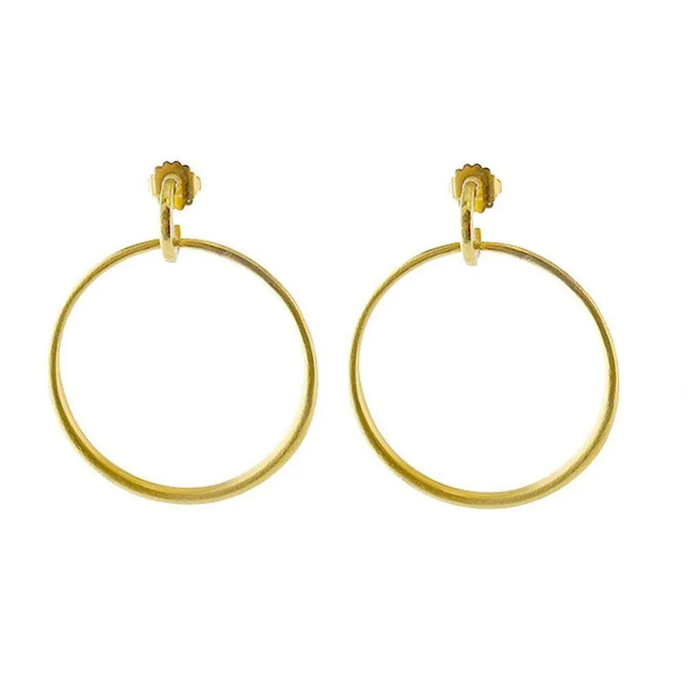 Drop Hoop Earrings in Gold