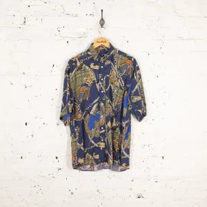 Ducks Pattern Short Sleeve Shirt - Blue - XL