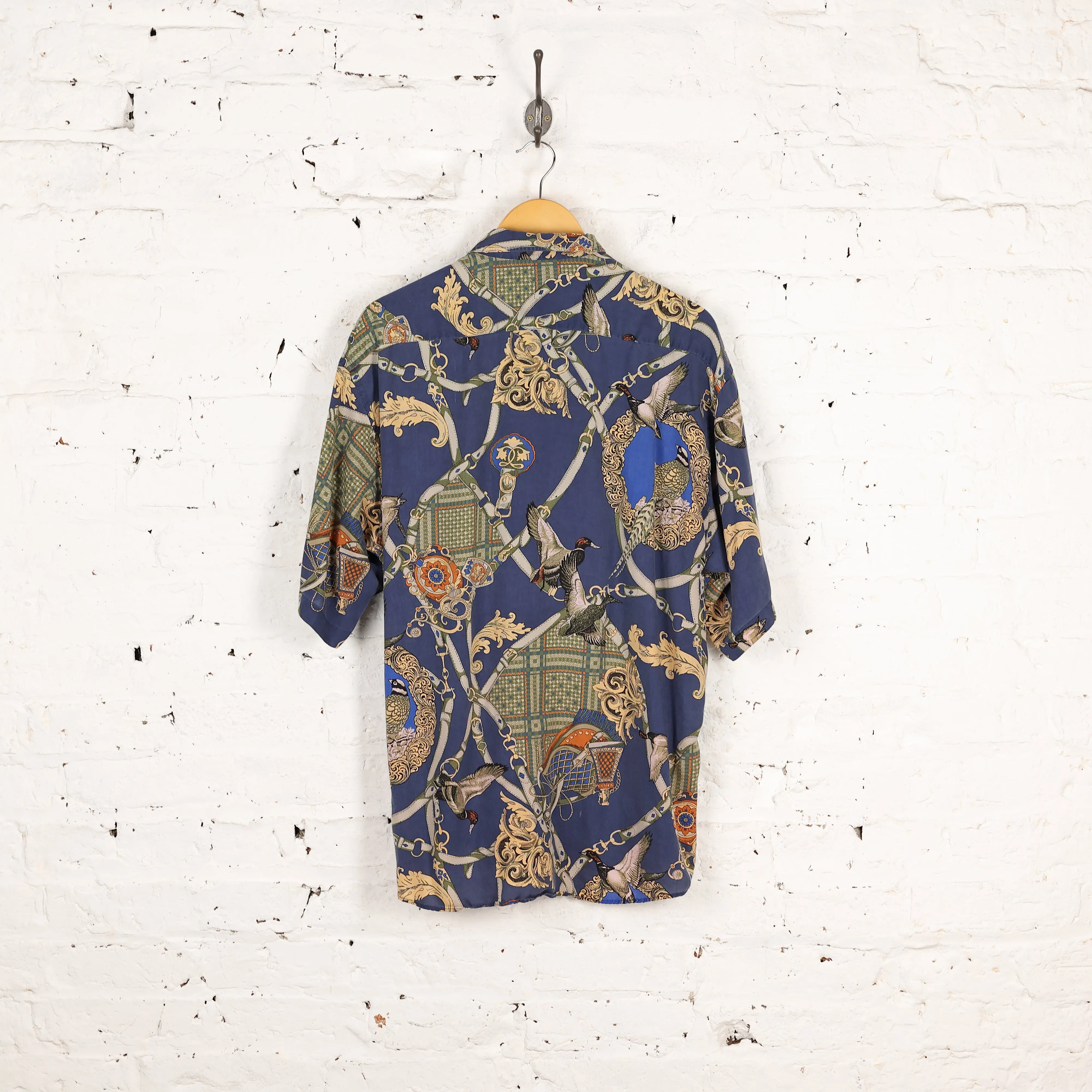 Ducks Pattern Short Sleeve Shirt - Blue - XL