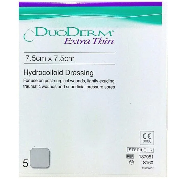 Duoderm Extra Thin Dressings 7.5 cm x 7.5cm x 5 Hydrocolloid S160