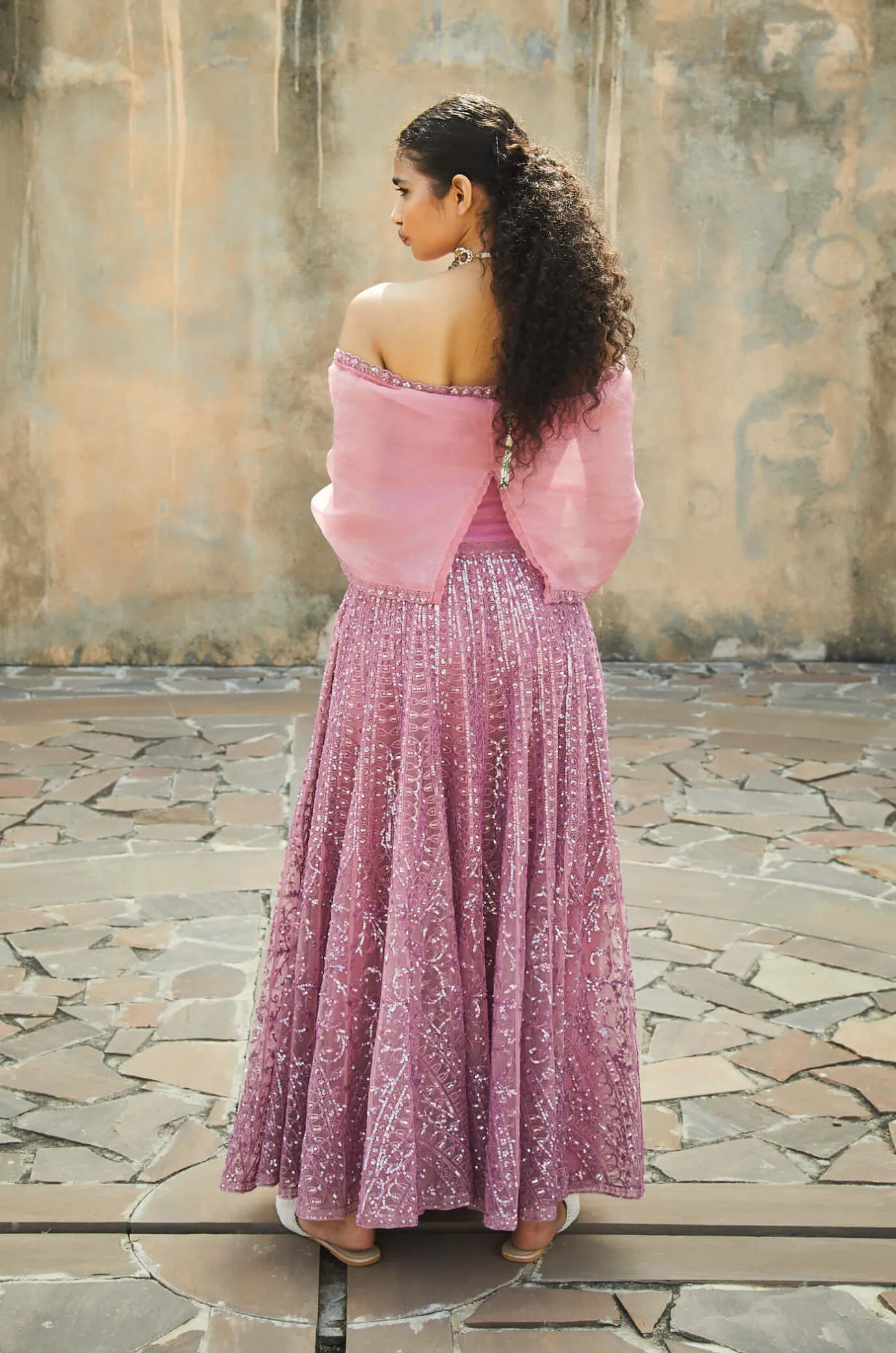 Dusty rose embroidered gown