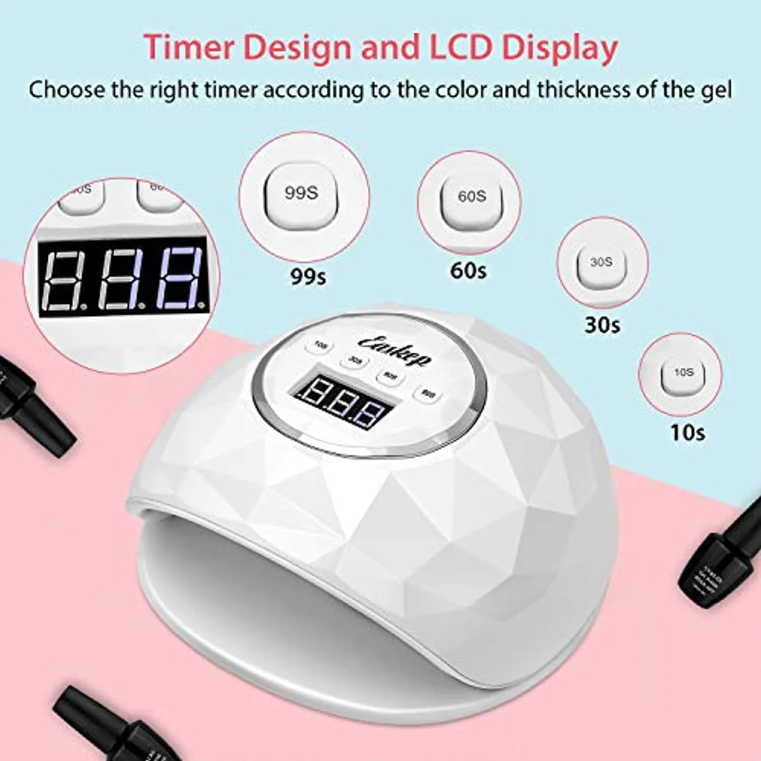 Easkep UV LED Nail Lamp 86W Nail Dryer with LED UV Light for Nails Lamp 4 Timer Setting Auto Sensor, Temperature Protection Gel Nail Polish Curing Dryer for Home and Salon