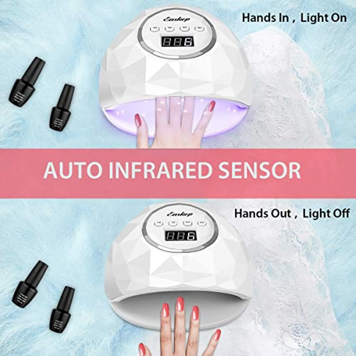 Easkep UV LED Nail Lamp 86W Nail Dryer with LED UV Light for Nails Lamp 4 Timer Setting Auto Sensor, Temperature Protection Gel Nail Polish Curing Dryer for Home and Salon