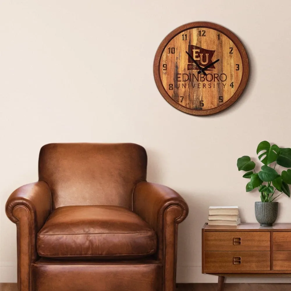 Edinboro Fighting Scots: Branded "Faux" Barrel Top Wall Clock