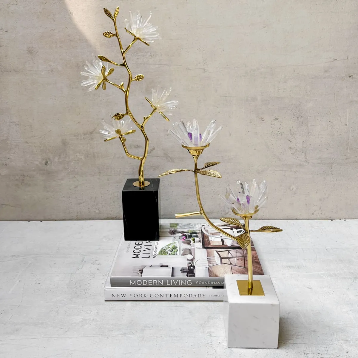 Edit House & Home-Home Artisan Camelia Eternal Blossom Brass and Crystal Sculpture