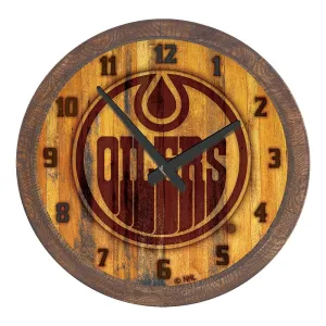 Edmonton Oilers: Branded "Faux" Barrel Top Wall Clock