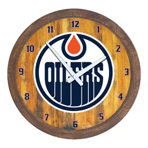 Edmonton Oilers: "Faux" Barrel Top Wall Clock