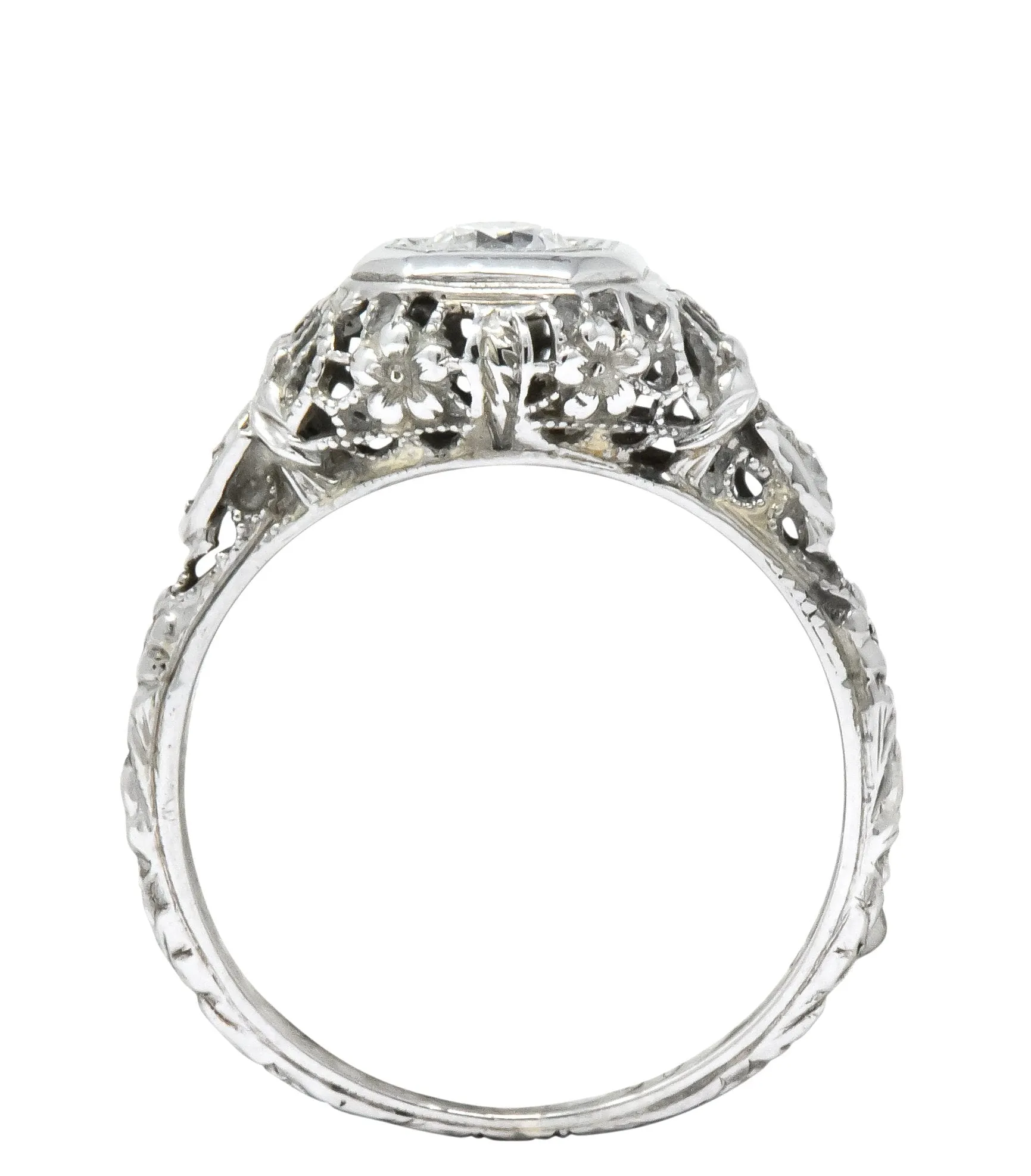 Edwardian 0.32 CTW Diamond 18 Karat White Gold Engagement Ring