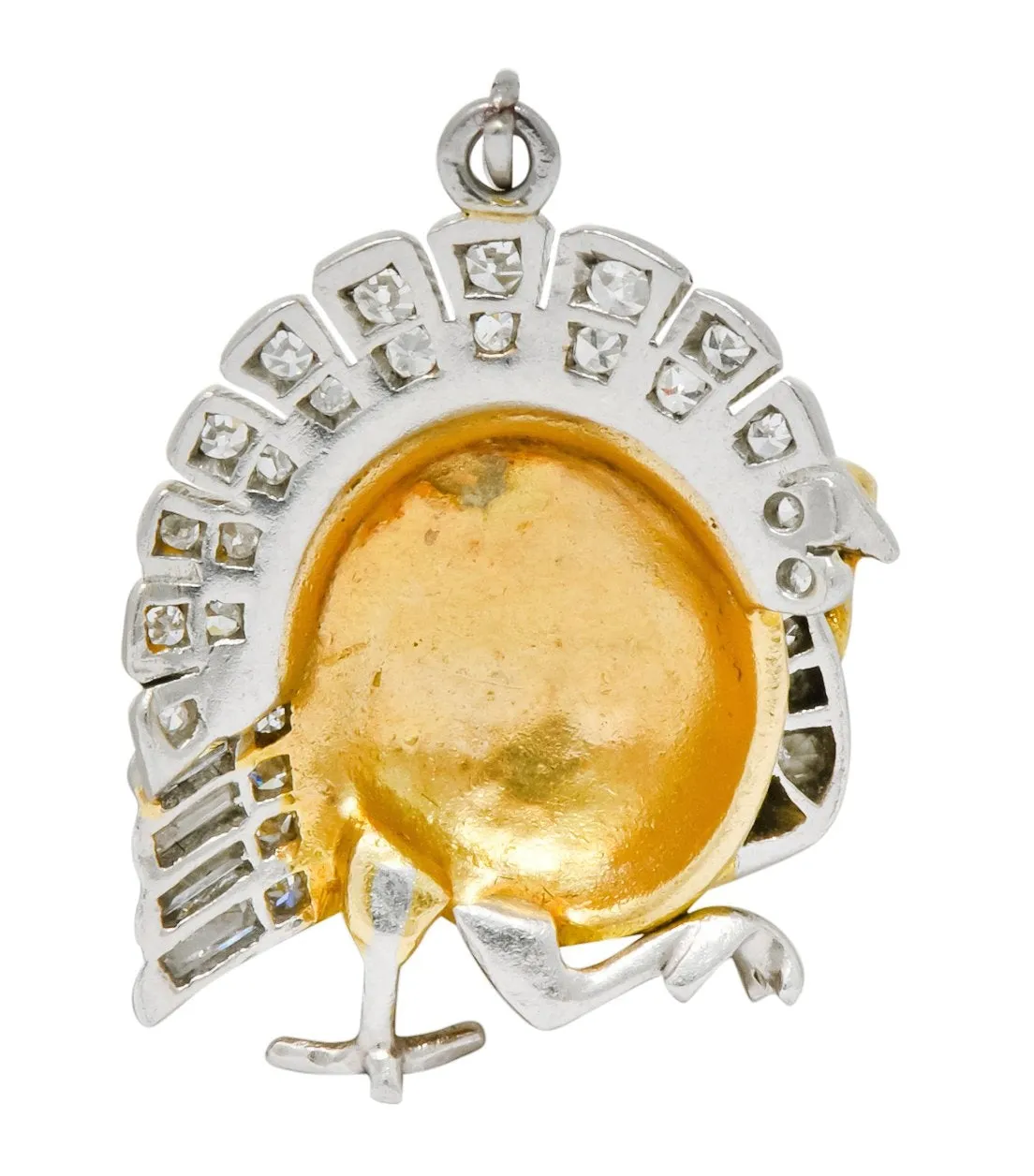 Edwardian 0.38 CTW Diamond 18 Karat Gold Platinum Turkey Charm