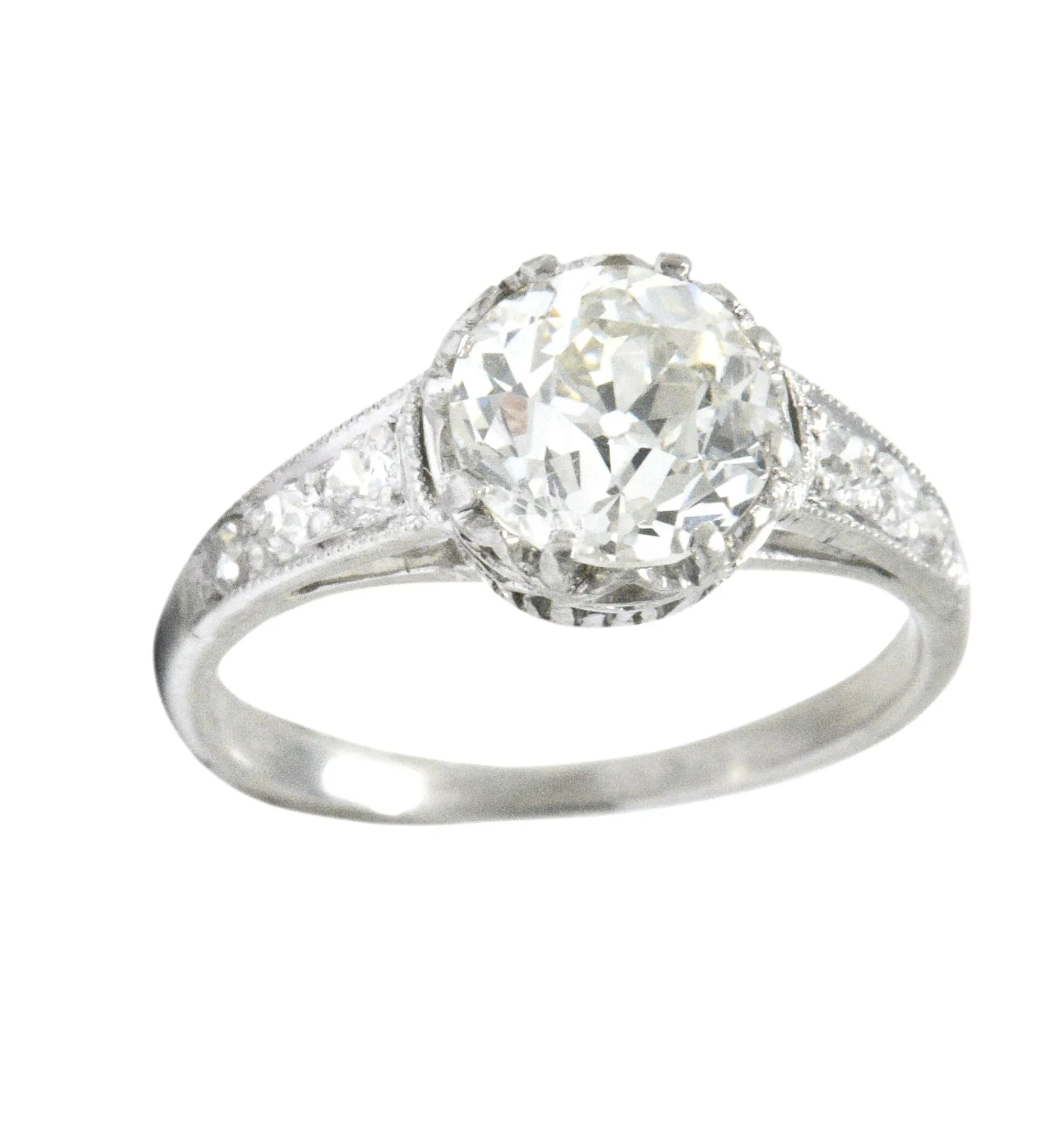 Edwardian 1.64 CTW Diamond Platinum Engagement Ring GIA