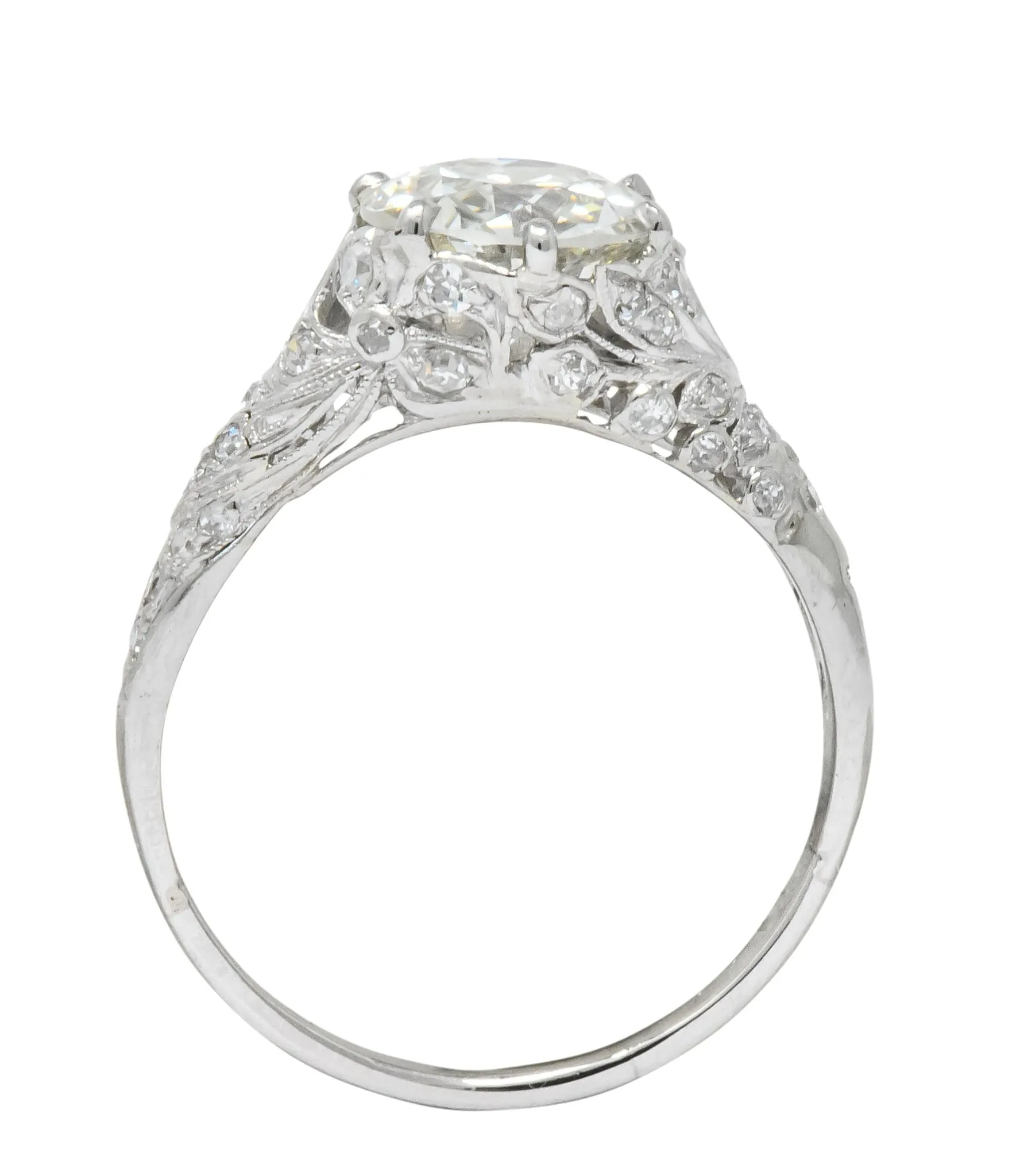 Edwardian 2.23 CTW Transitional Cut Diamond Platinum Engagement Ring GIA