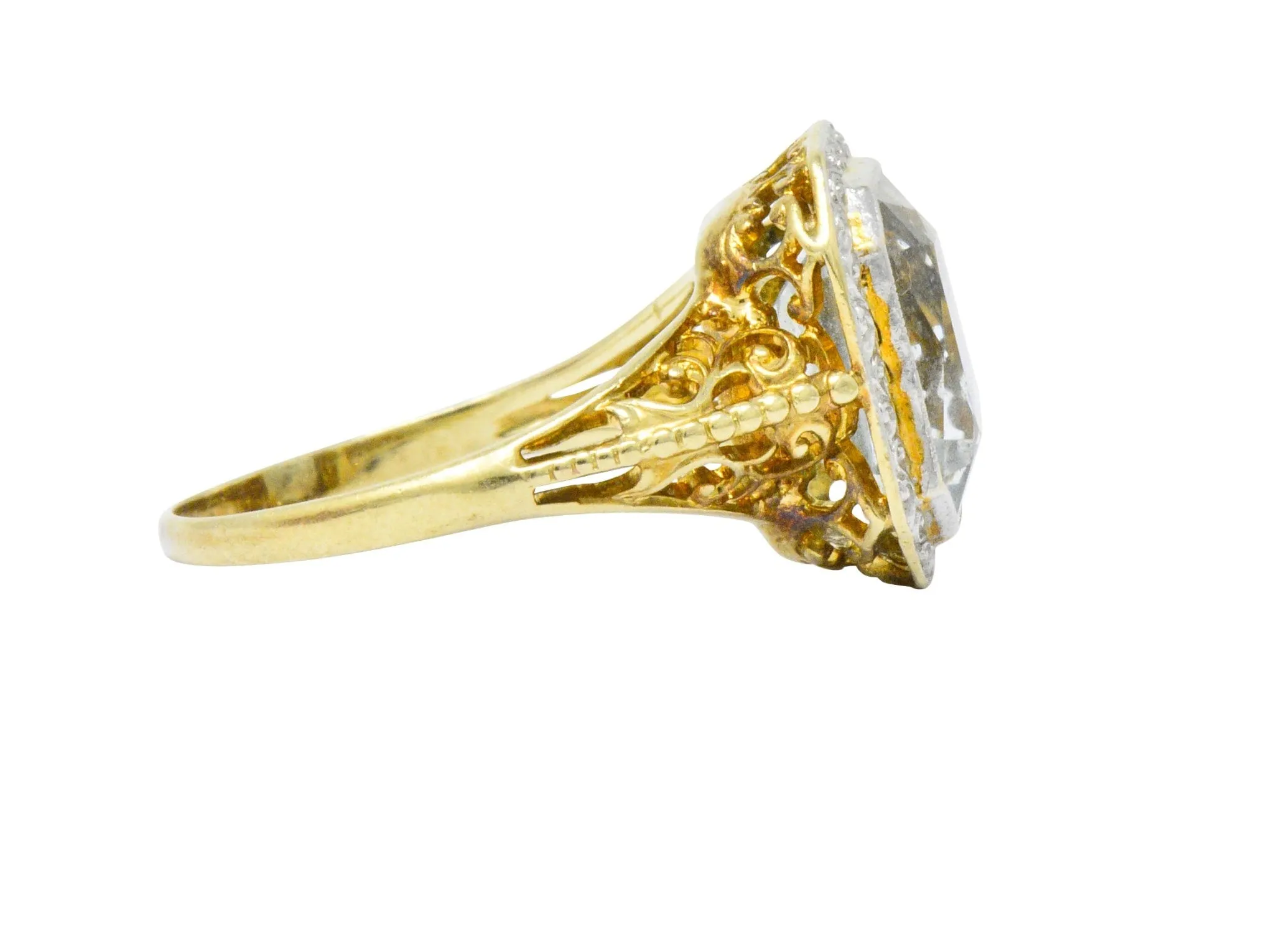 Edwardian 3.00 CTW Aquamarine Platinum-Topped 14 Karat Gold Ring