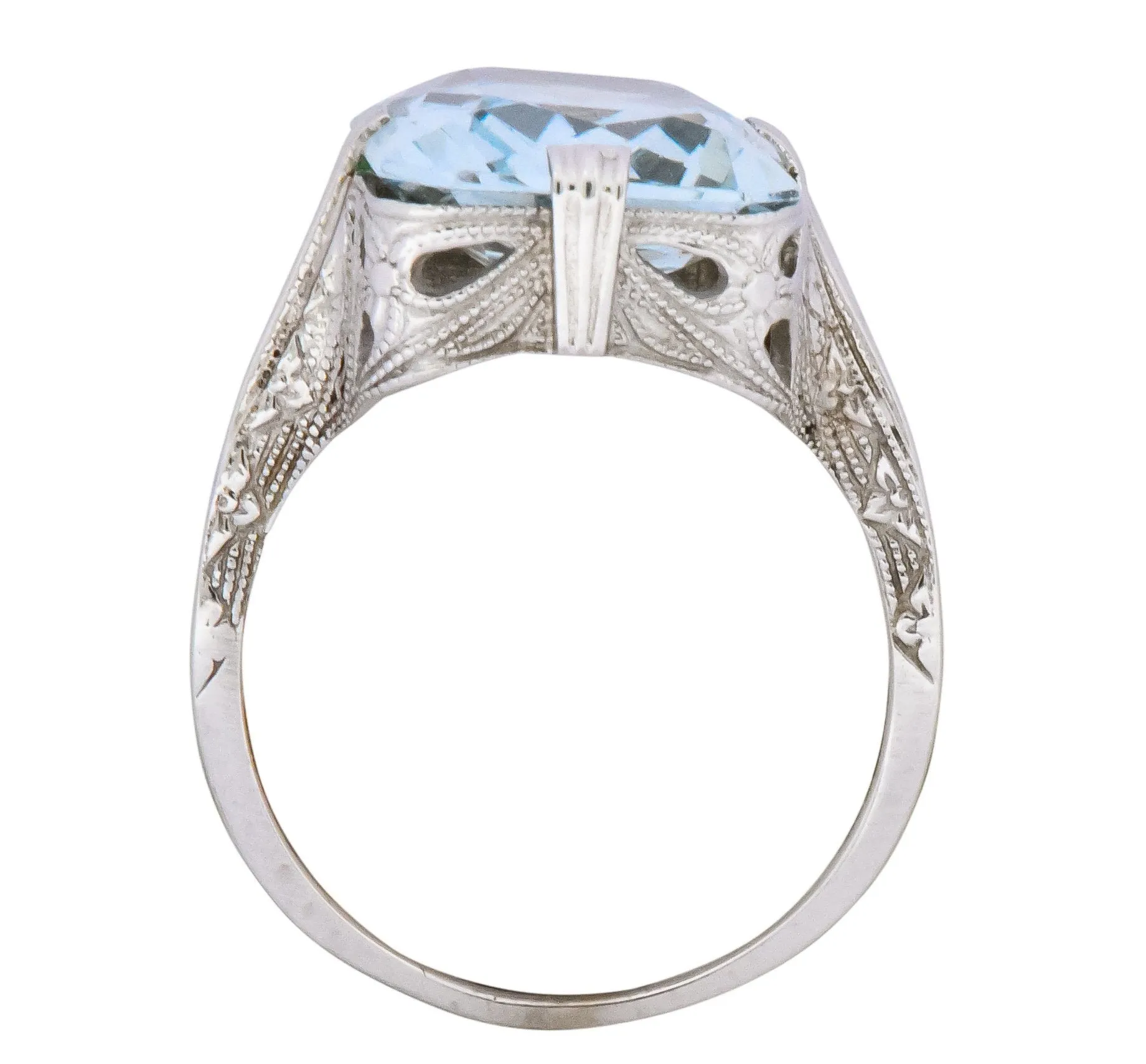 Edwardian 4.00 CTW Aquamarine 14 Karat White Gold Ring