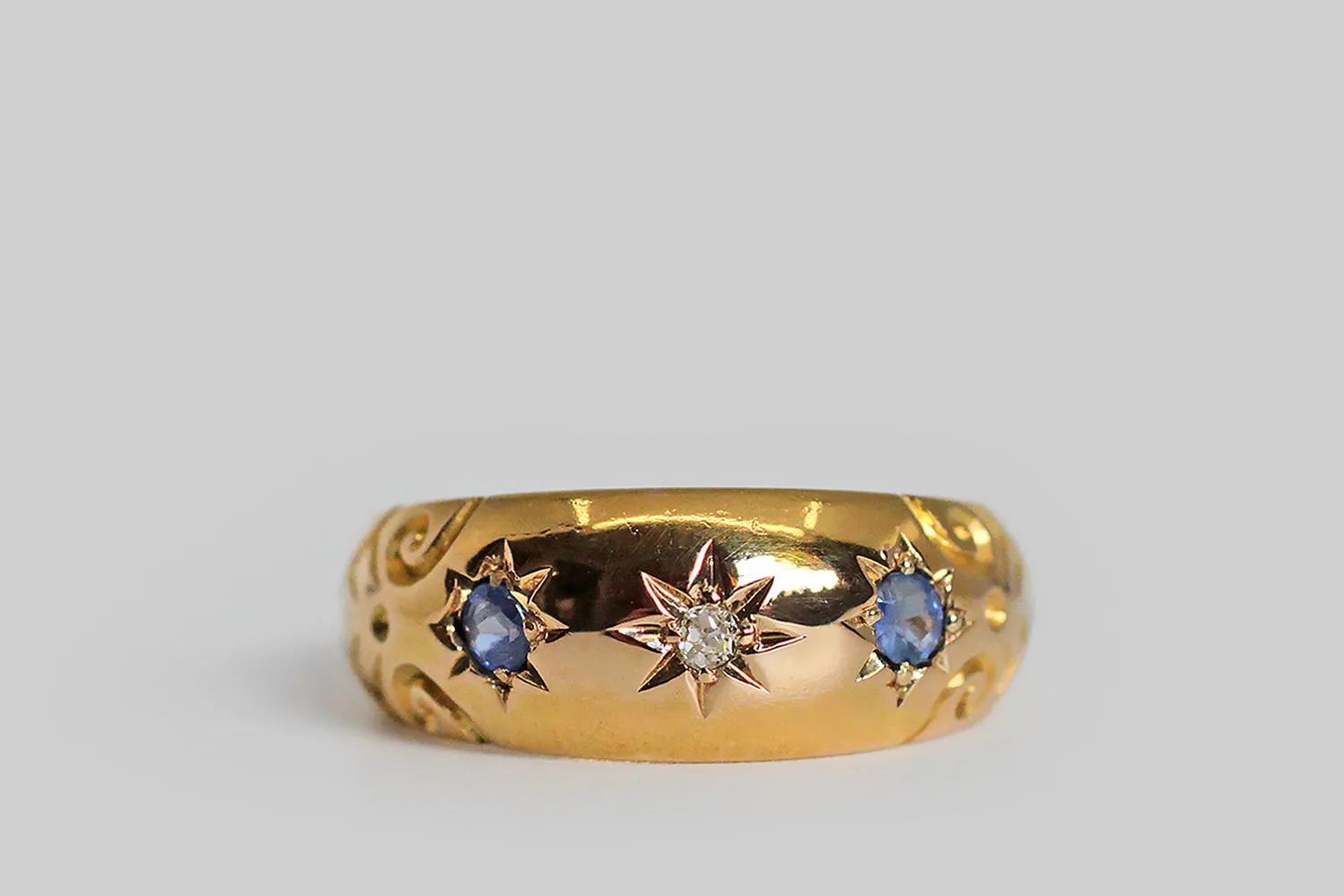 Edwardian Sapphire & Diamond Three Stone Ring