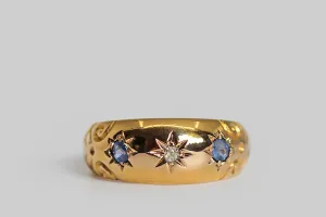 Edwardian Sapphire & Diamond Three Stone Ring