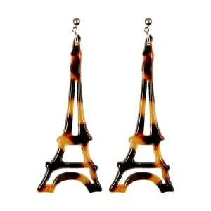 Eiffel Tower Medium Dark Tortoiseshell Stud Earrings