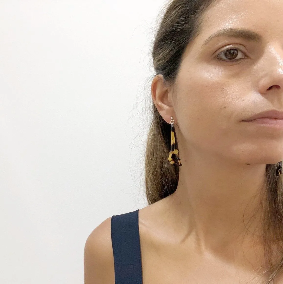 Eiffel Tower Small Light Tortoiseshell Stud Earrings
