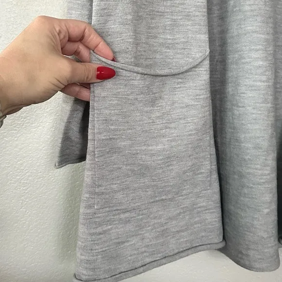 EILEEN FISHER NWT L Fine Merino Wool Jersey Open Front Cardigan in Dark Pearl