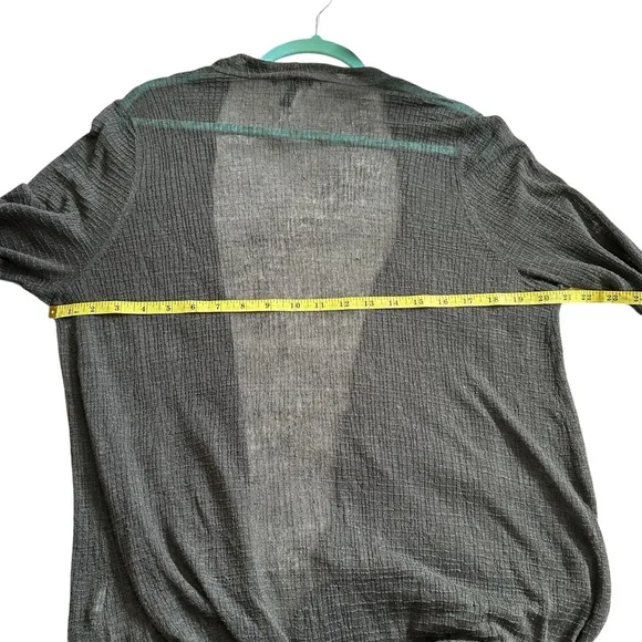 Eileen Fisher Semi Sheer Long Sleeve Open Cardigan Sweater Hemp Blend Black