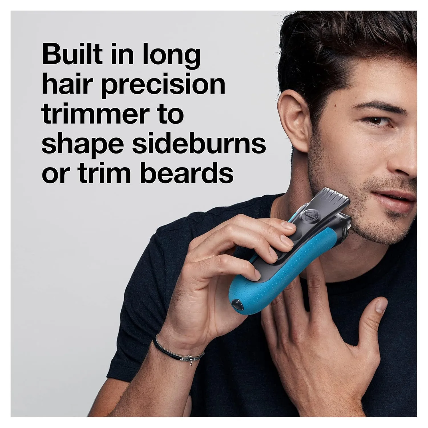 Electric Series 3 Razor with Precision Trimmer, Rechargeable, Wet & Dry Foil Shaver for Men, Blue/Black, 4 Piece