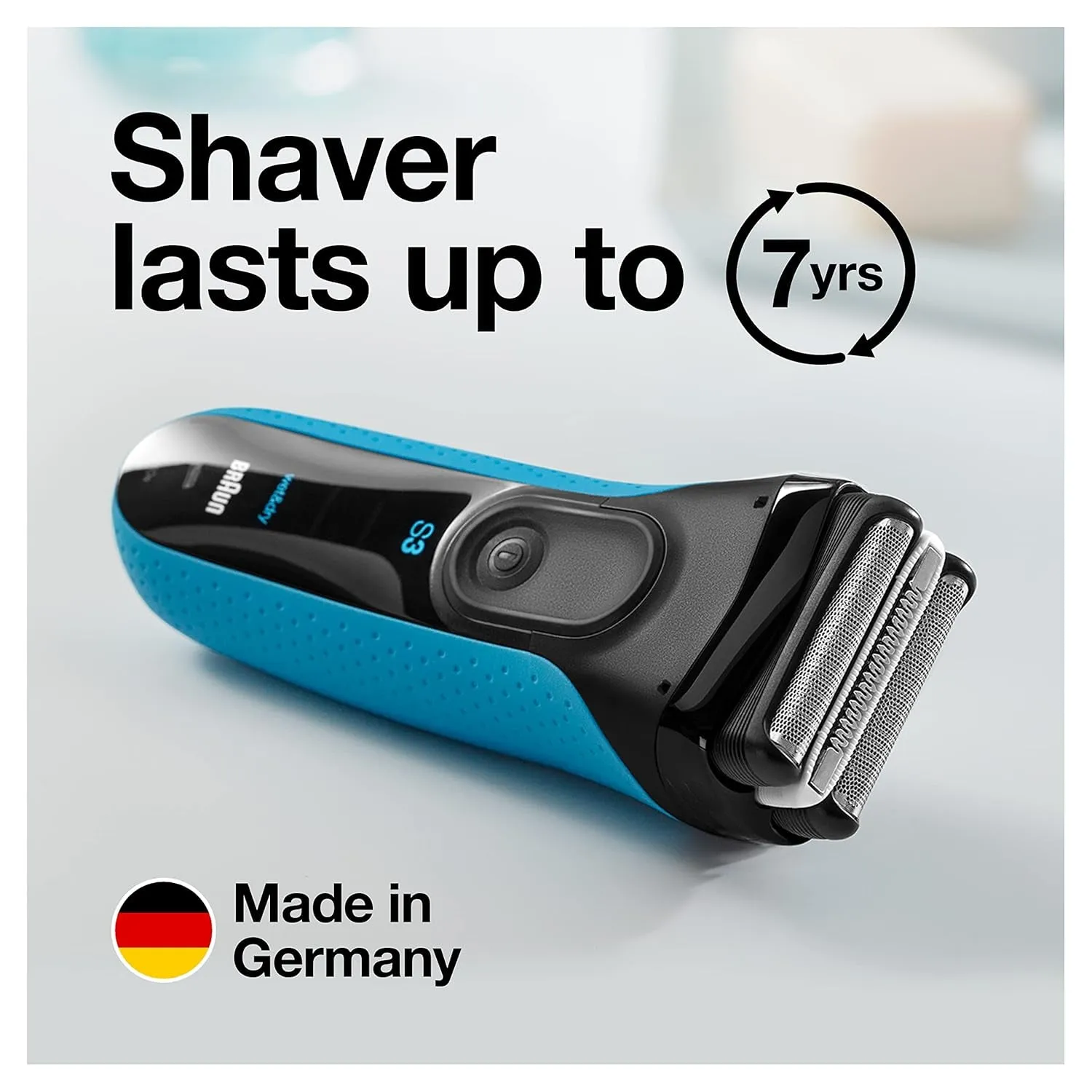 Electric Series 3 Razor with Precision Trimmer, Rechargeable, Wet & Dry Foil Shaver for Men, Blue/Black, 4 Piece