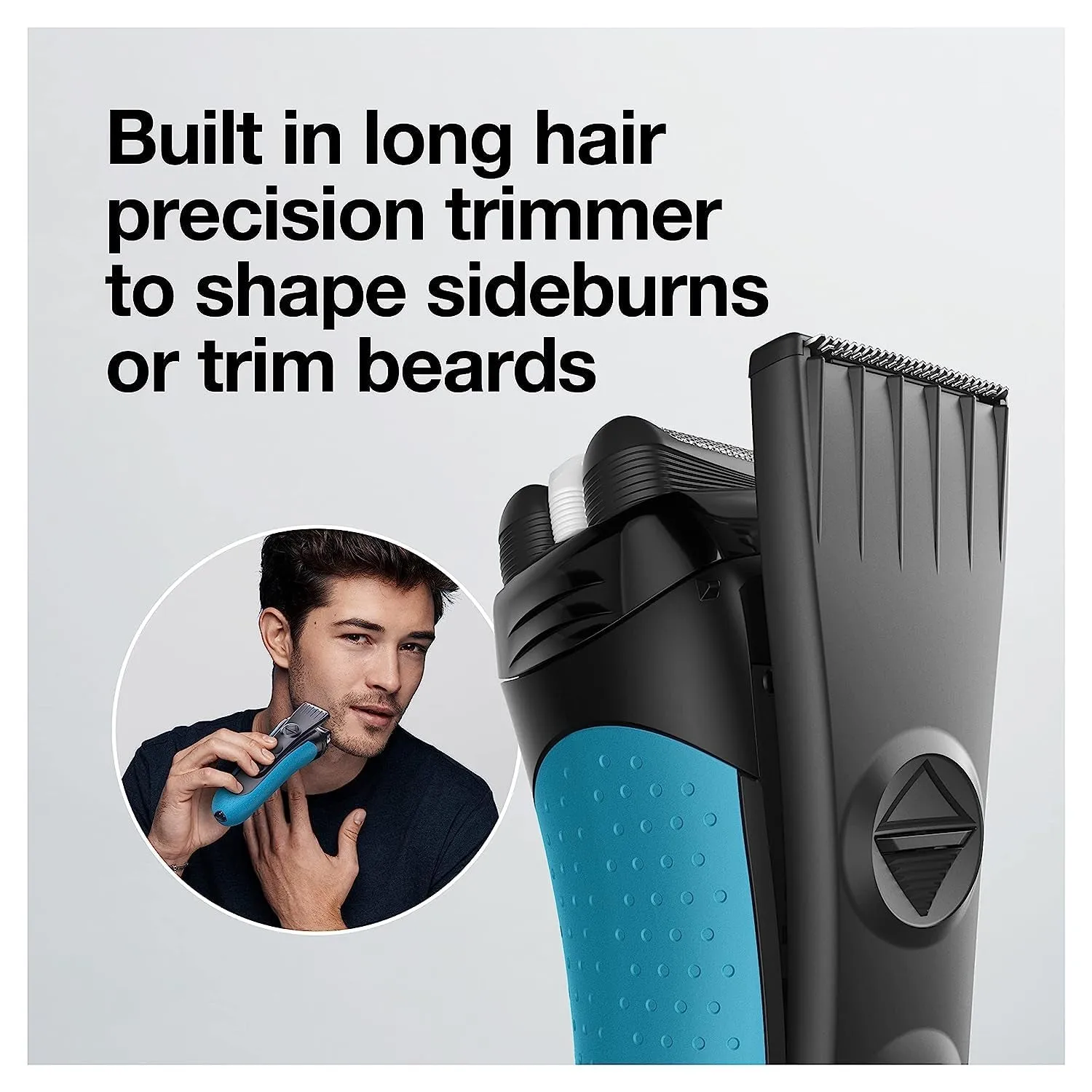 Electric Series 3 Razor with Precision Trimmer, Rechargeable, Wet & Dry Foil Shaver for Men, Blue/Black, 4 Piece