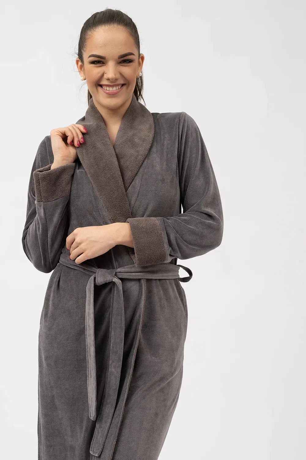 Elegant Extra-Long Bamboo Blended Velour Robe