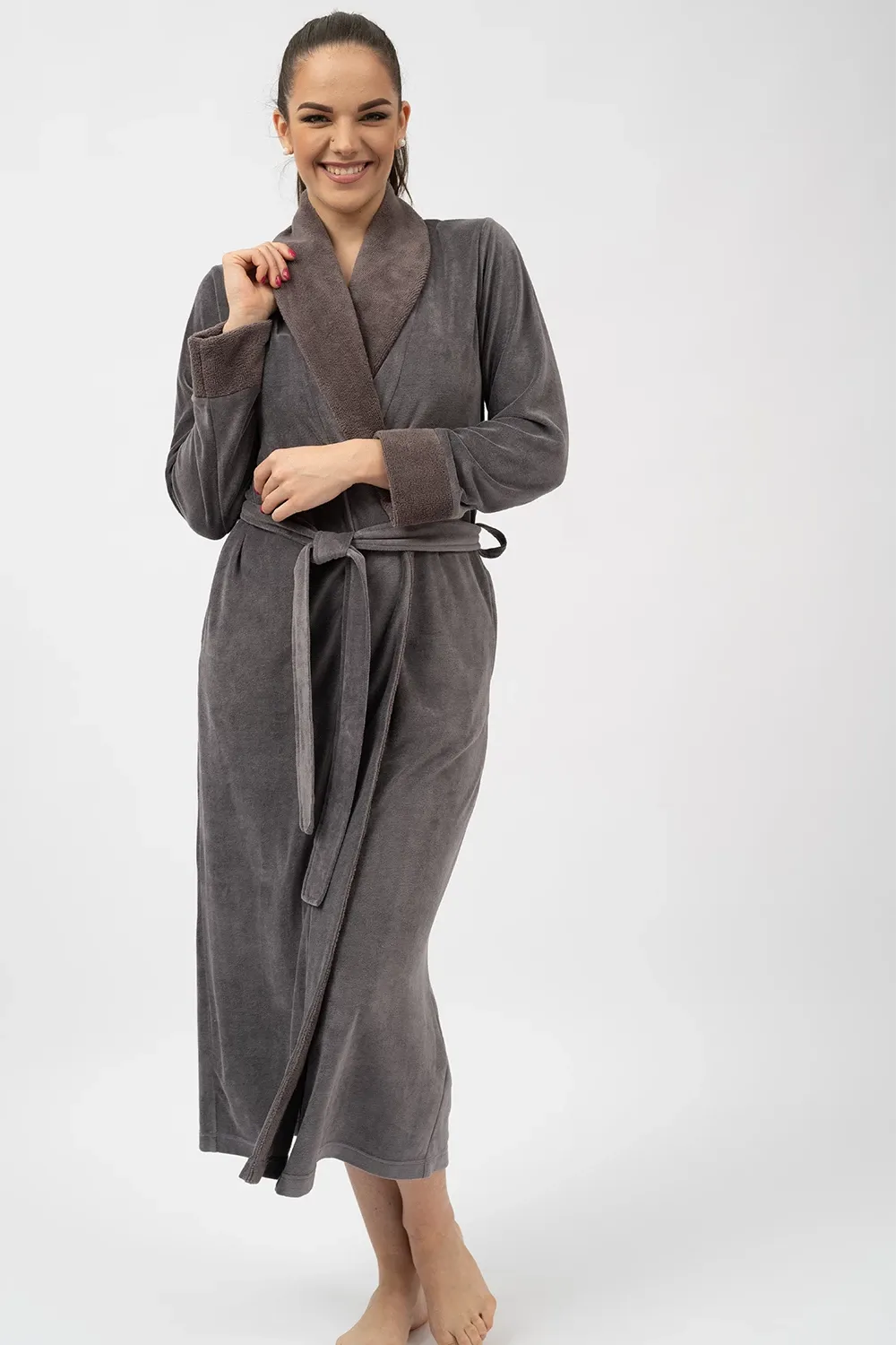 Elegant Extra-Long Bamboo Blended Velour Robe