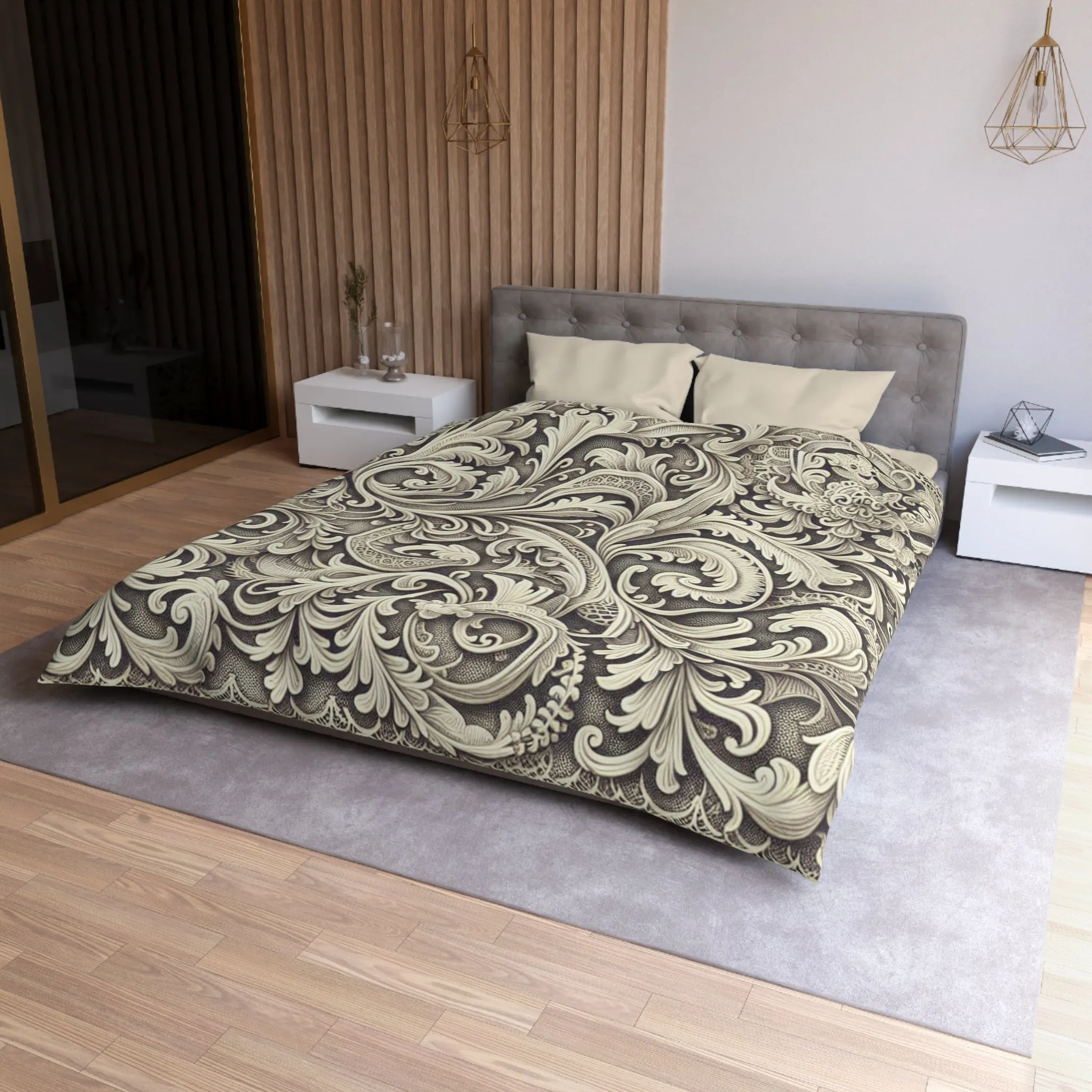 Elegant Floral Microfiber Duvet Cover - Luxury Bedding Decor