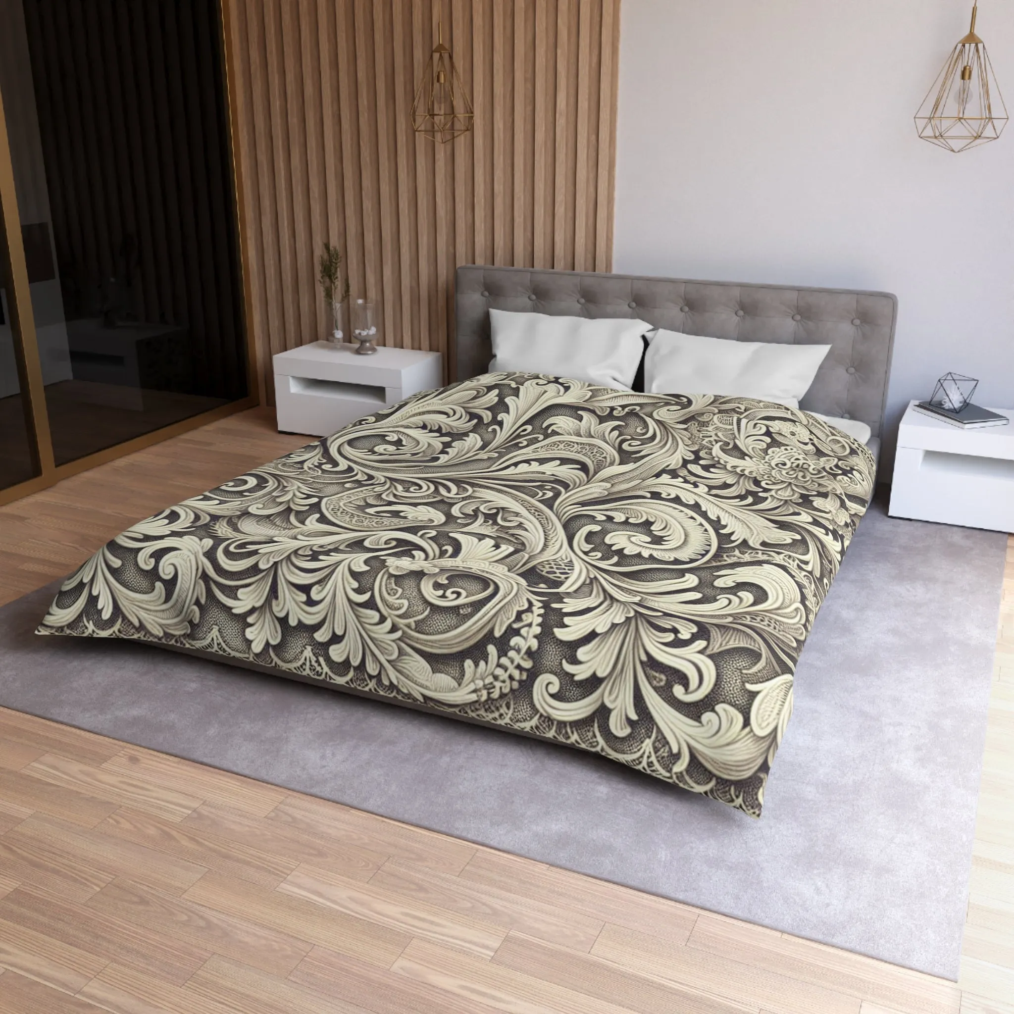 Elegant Floral Microfiber Duvet Cover - Luxury Bedding Decor