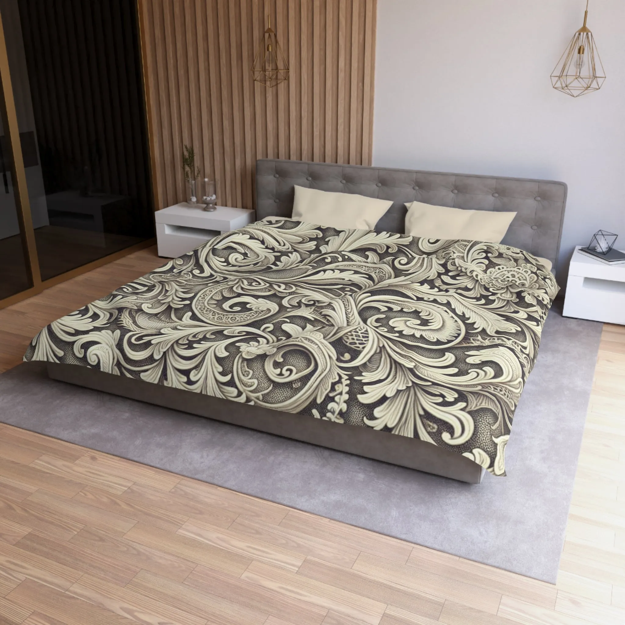 Elegant Floral Microfiber Duvet Cover - Luxury Bedding Decor