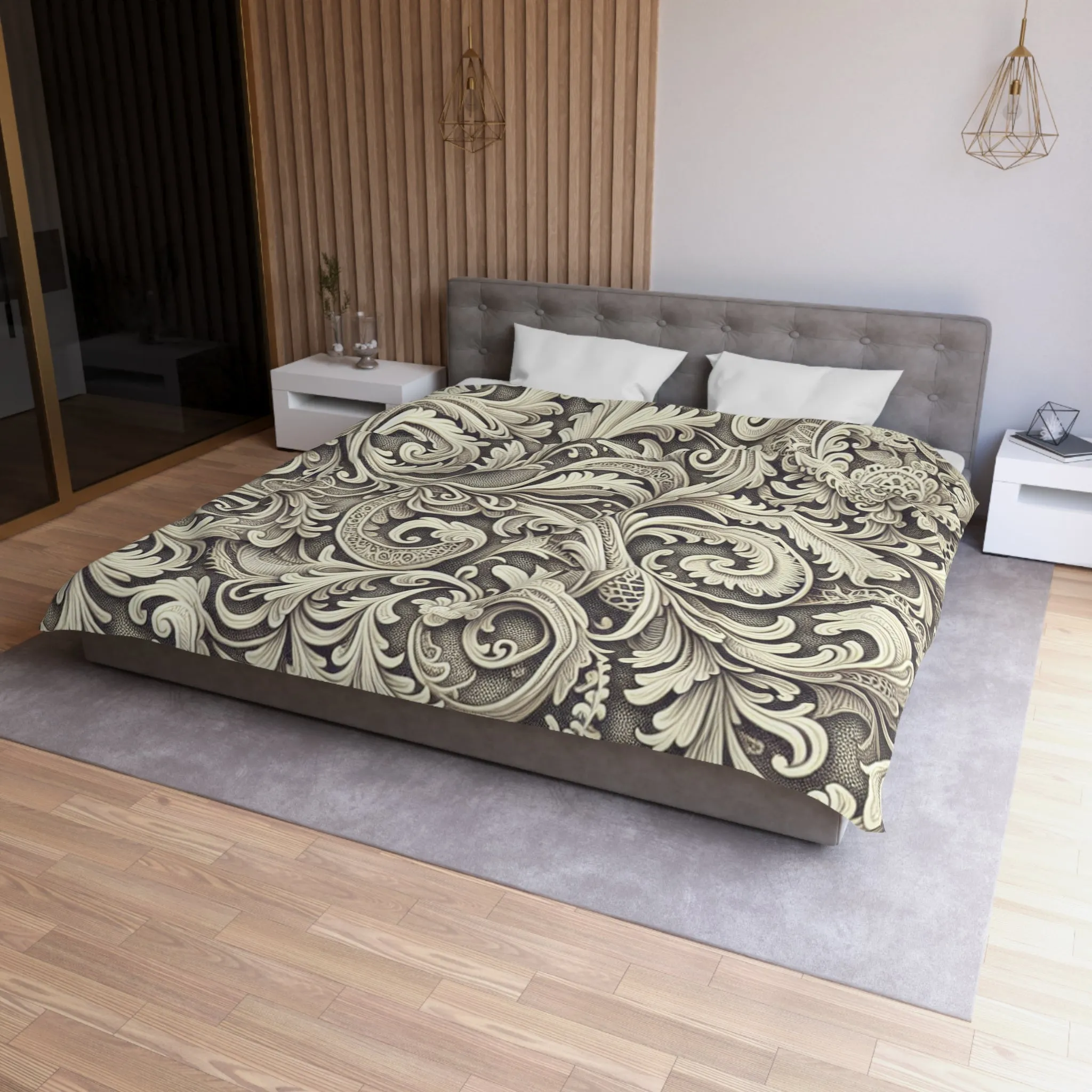 Elegant Floral Microfiber Duvet Cover - Luxury Bedding Decor