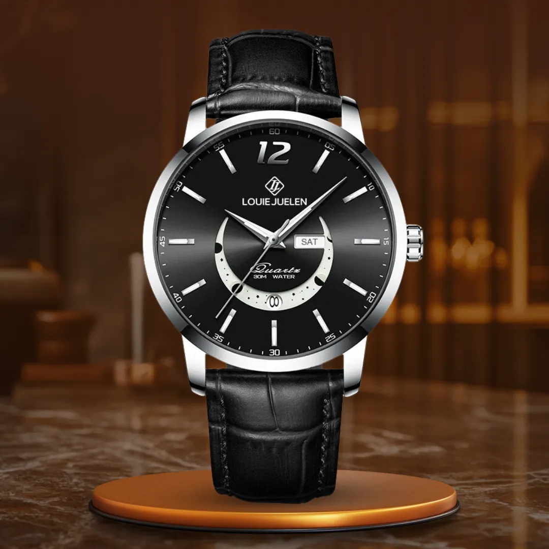 Elegant Moonphase Watch with Luminous Calendar Week