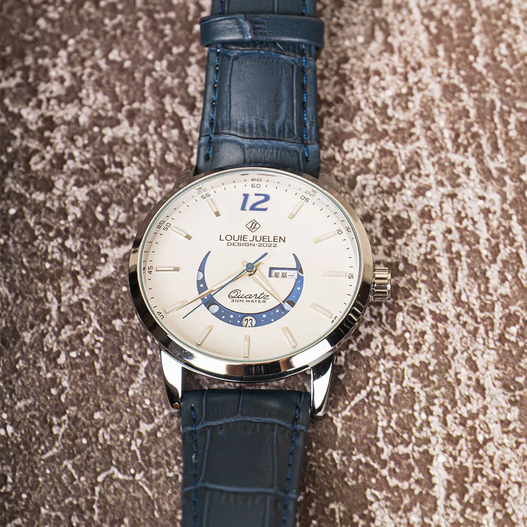 Elegant Moonphase Watch with Luminous Calendar Week