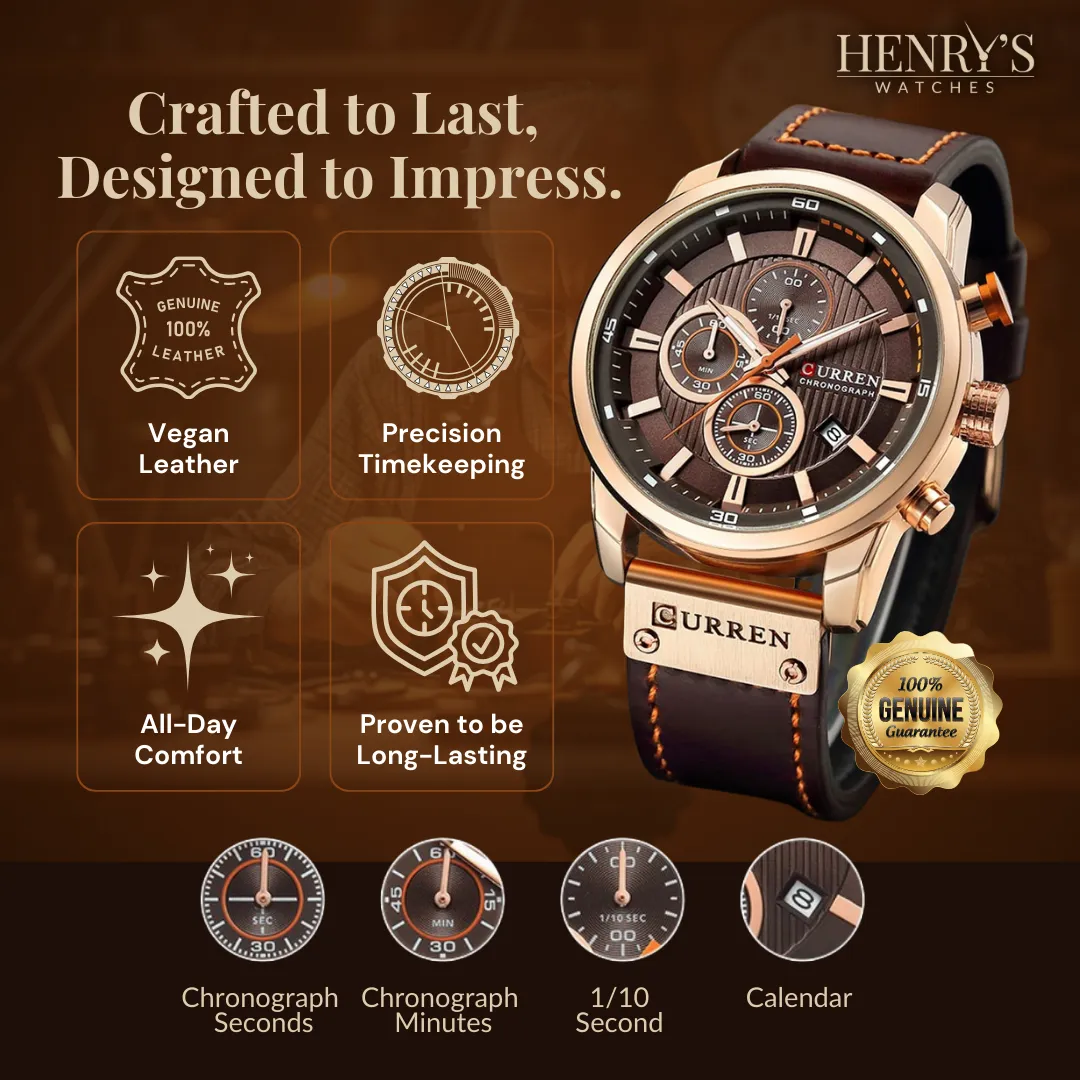 Elegant Quartz Watch with Leather Band