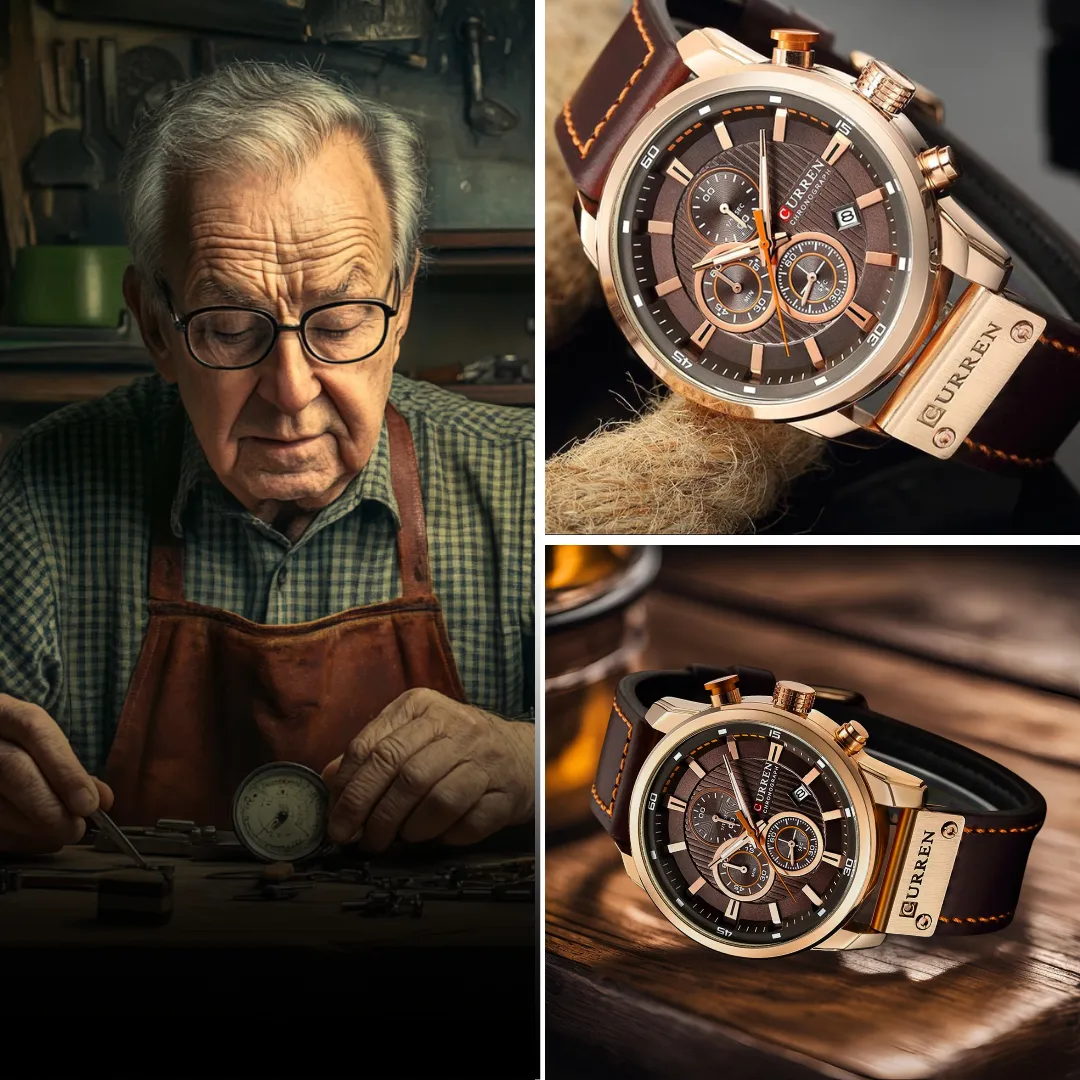 Elegant Quartz Watch with Leather Band