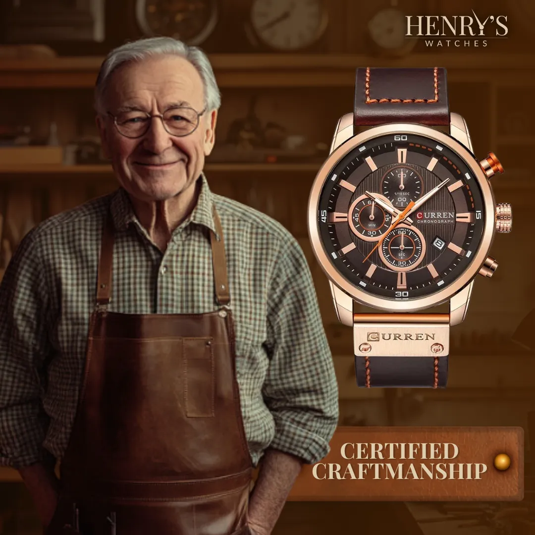 Elegant Quartz Watch with Leather Band