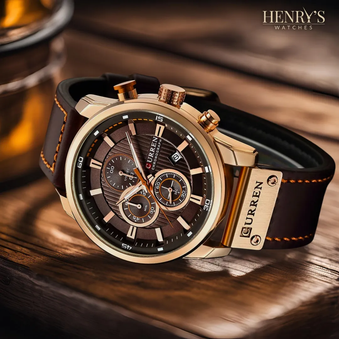 Elegant Quartz Watch with Leather Band