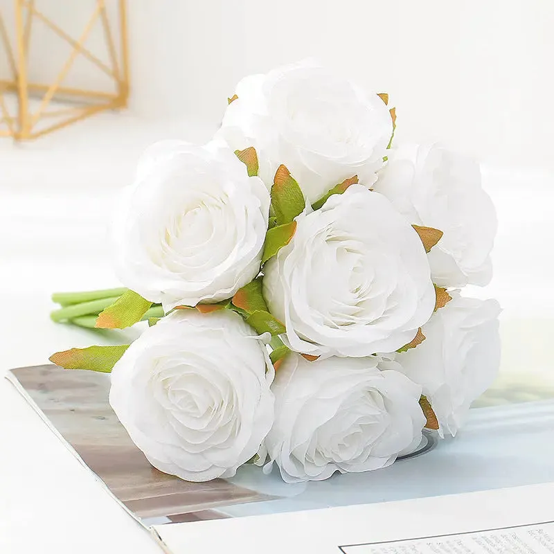 Elegant Silk Roses Bouquet - Lifelike Home Decor & Bridal Charm