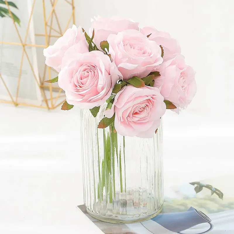 Elegant Silk Roses Bouquet - Lifelike Home Decor & Bridal Charm