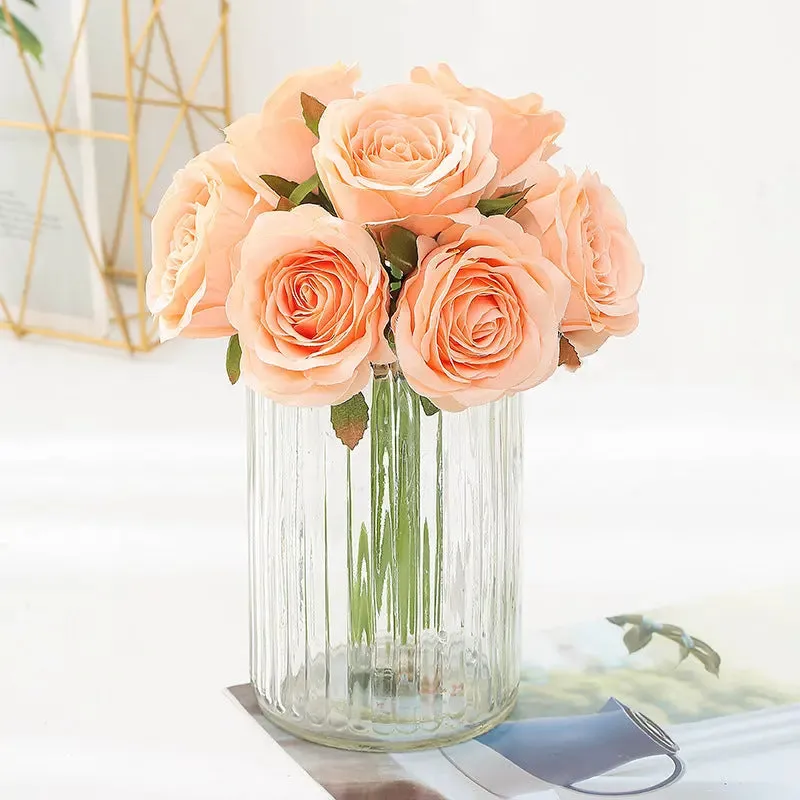 Elegant Silk Roses Bouquet - Lifelike Home Decor & Bridal Charm
