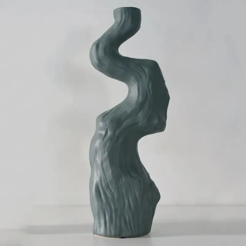 Elegant Twist Ceramic Vase for Dried Flowers