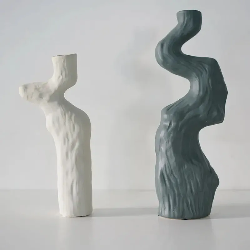 Elegant Twist Ceramic Vase for Dried Flowers