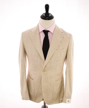 ELEVENTY - Beige & Ivory Gingham Check COTTON Semi-Lined Blazer - 40US