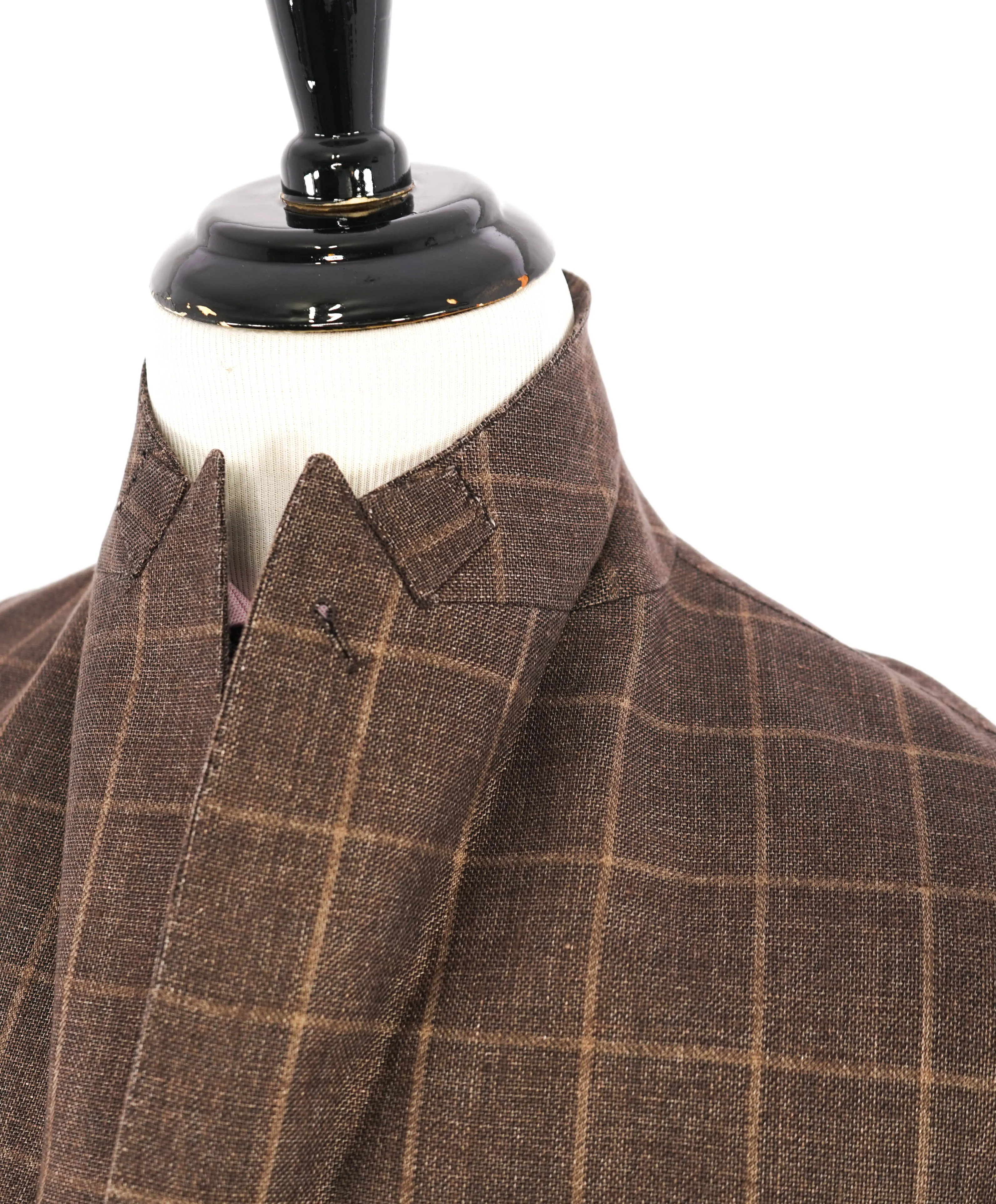 ELEVENTY - Brown Windowpane Semi-Lined LINEN / COTTON Blazer - 40 (50 EU)