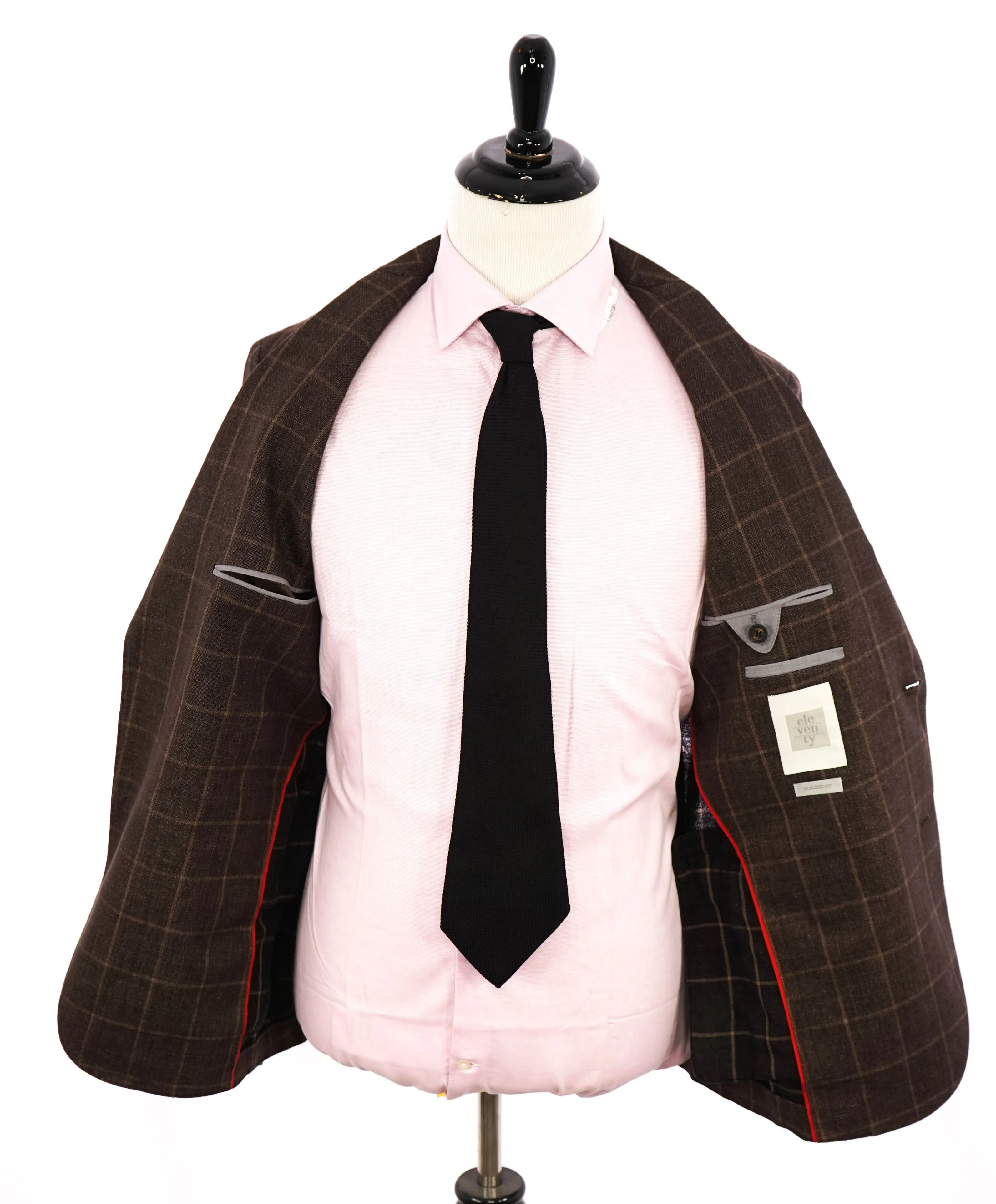 ELEVENTY - Brown Windowpane Semi-Lined LINEN / COTTON Blazer - 40 (50 EU)