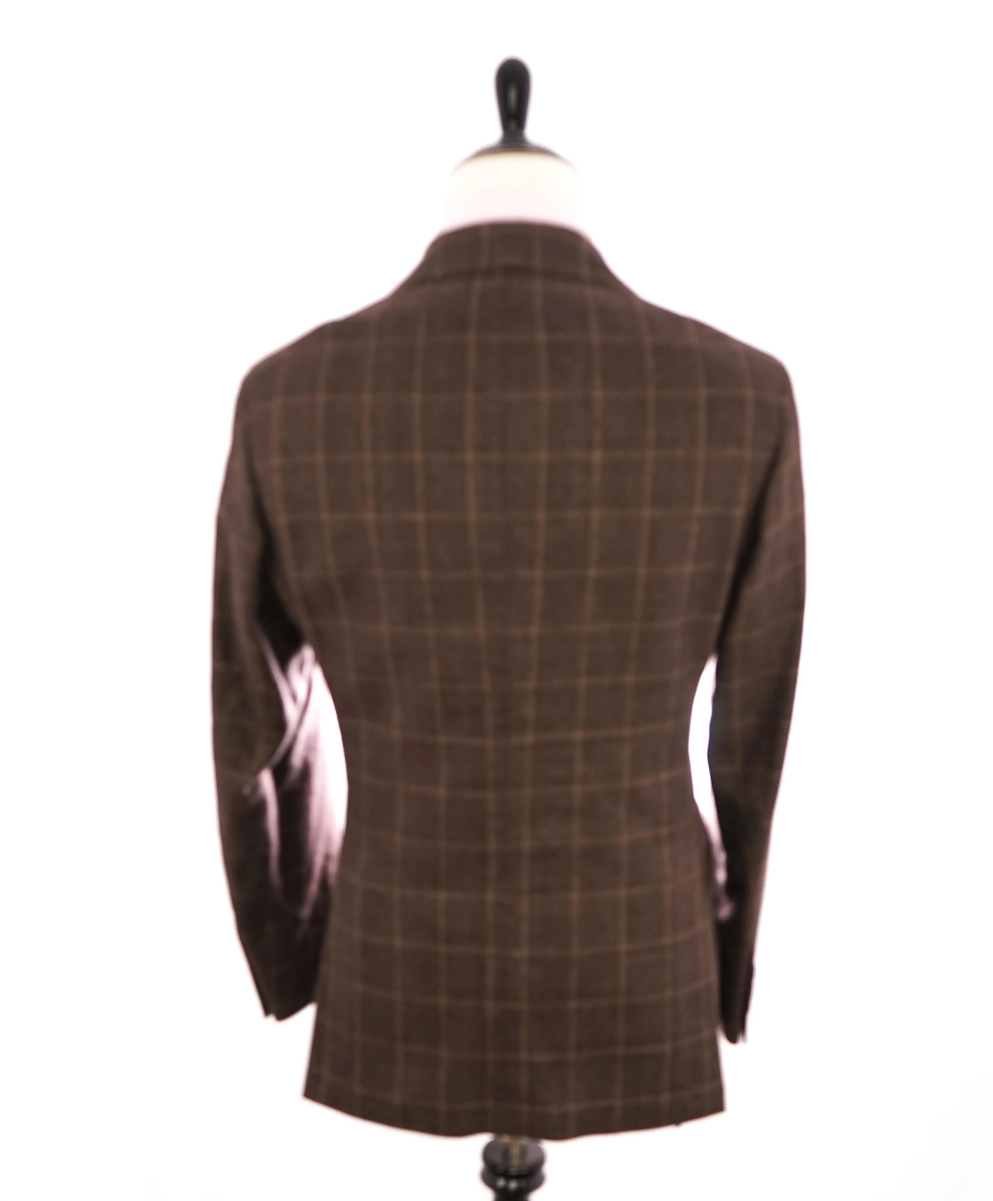 ELEVENTY - Brown Windowpane Semi-Lined LINEN / COTTON Blazer - 40 (50 EU)