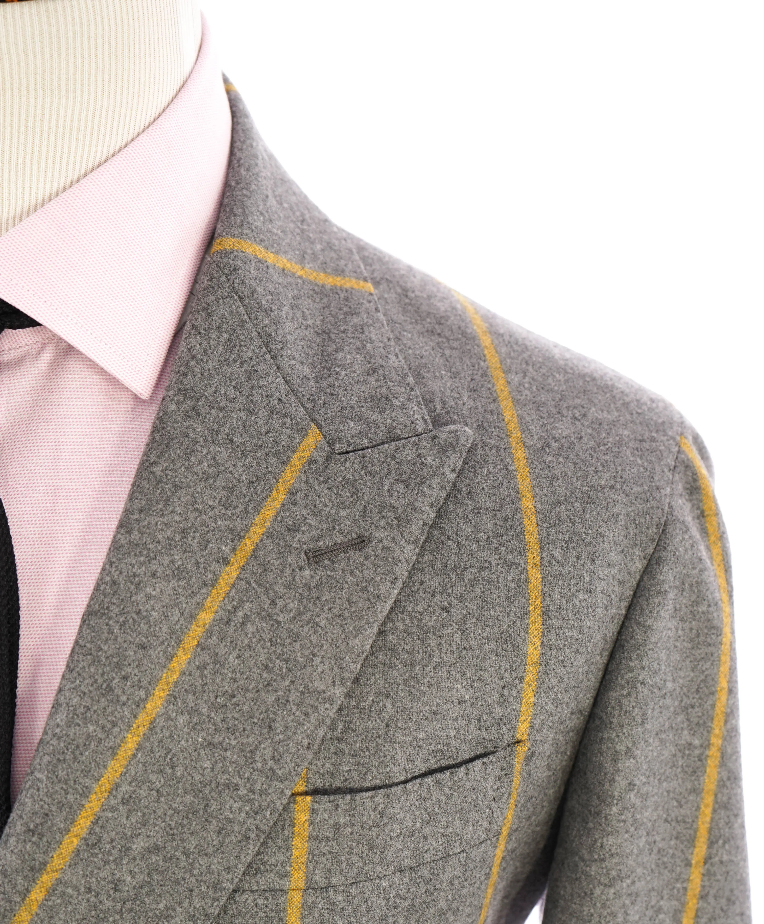 ELEVENTY - Gray/Yellow Bold Stripe Double Breasted Semi-Lined Blazer - 40 (50 EU)